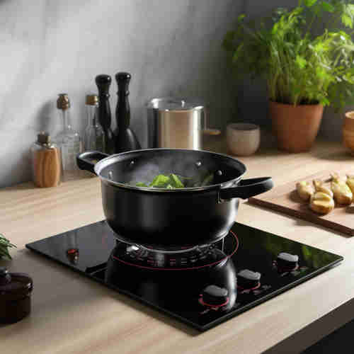 Cast iron pot on induction cooktop