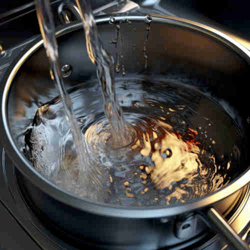 washing stainless steel pot