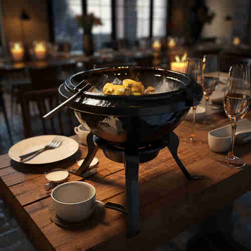 Cast iron fondue pot