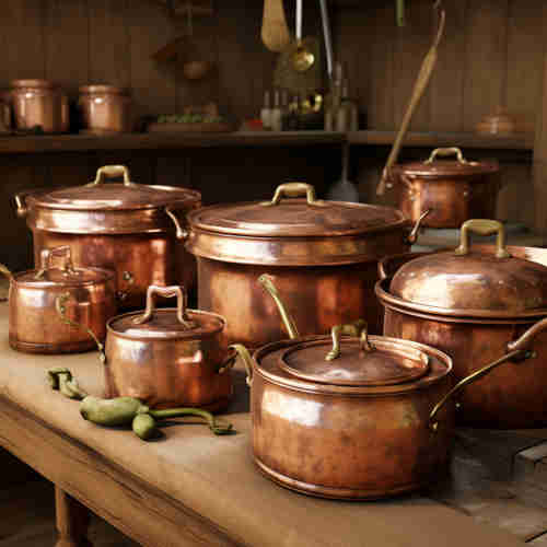 Copper cooking pots