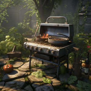 Grill griddle in the garden