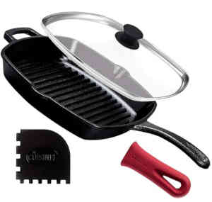 cast iron grill pan with lid