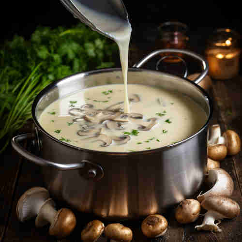 cooking_mushroom_cream_soup_in_stainless_steel_pot