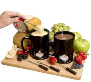 mini fondue with candle heating