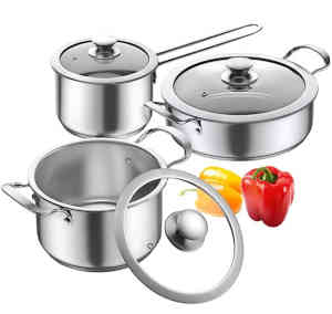 pots and pans stainless steel set